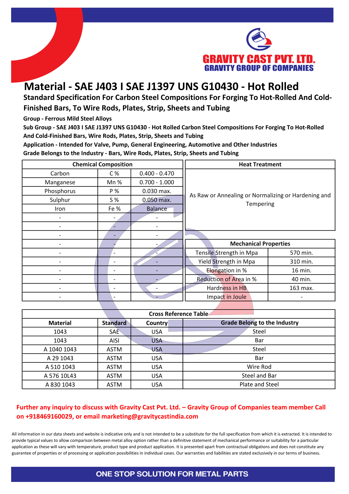 SAE J403 I SAE J1397 UNS G10430 - Hot Rolled.pdf